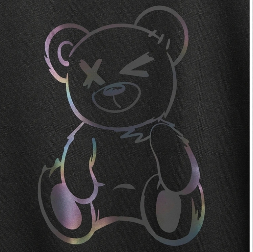 Reflective rainbow bear winking black sweatshirt sweater unisex multicolor - Picture 2 of 2